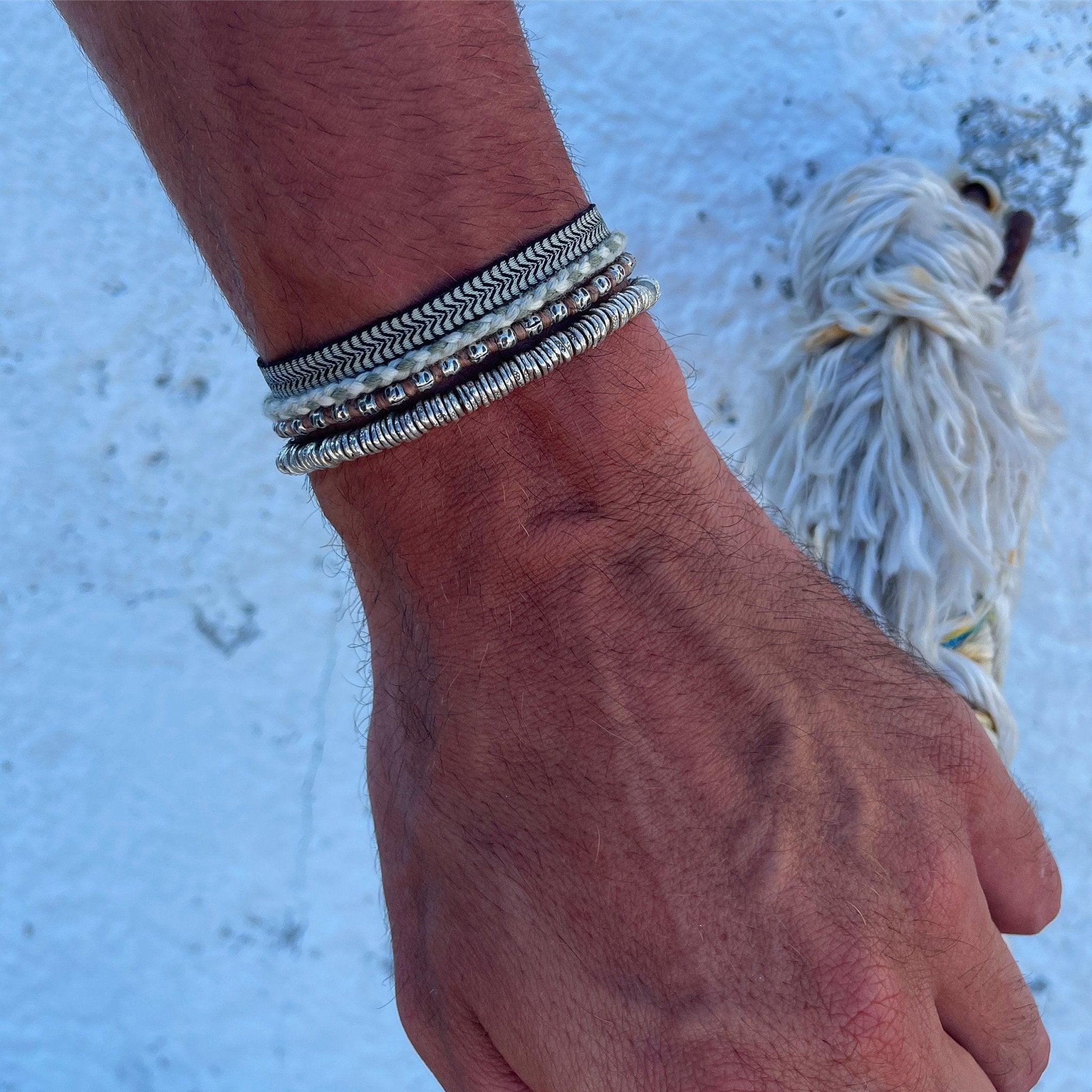Braided "Kamasan" Silver Bracelet (Brown) - Image 6