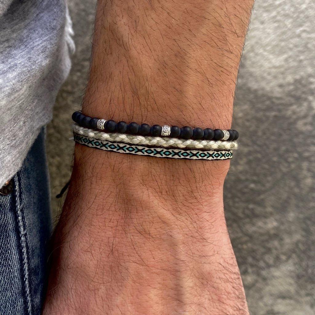 Pranayama Cotton Bracelet (Green/Cream) - Image 3